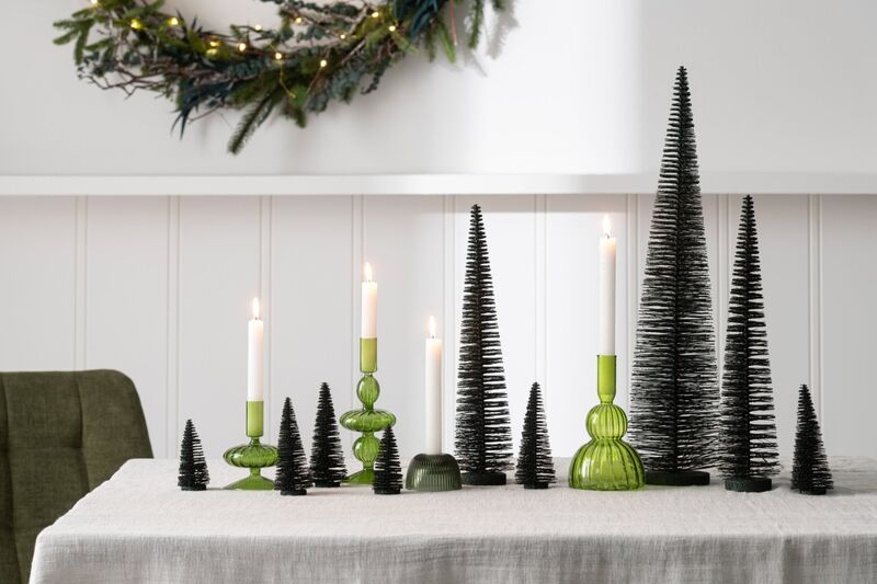 Box of 4 Christmas glitter tree, dark green