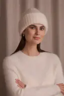 Mai kid mohair blend chunky beanie, cream