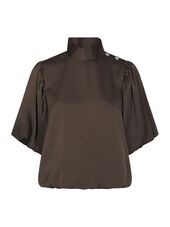 Parisa heavy sateen blouse, dark brown