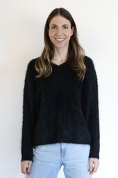 Bianca wool blend v-neck knit, noir
