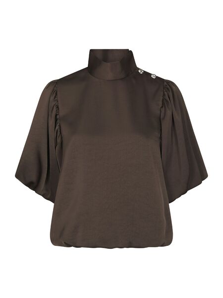 Parisa heavy sateen blouse, dark brown