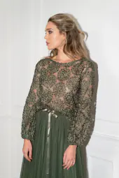 Rosette blouse, kaki