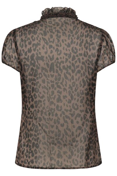 Lilja shirt, chocolate brown leopard