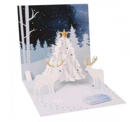 3D card with envelope, midnight tree