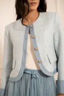 Tweed sequin jacket, bleu ciel