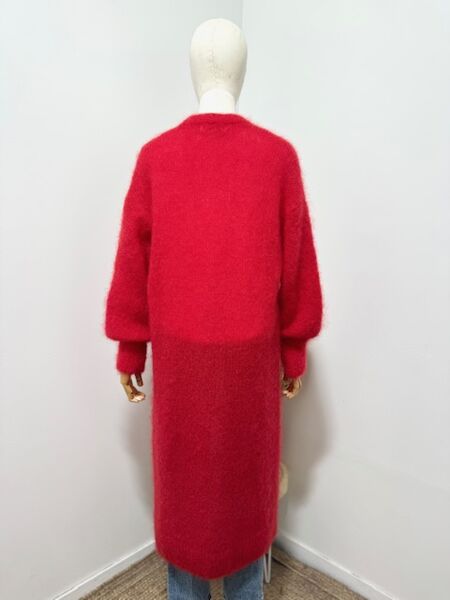 Long mohair cardigan, red
