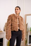 Paula faux fur jacket, taupe