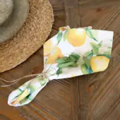 Aix cloth napkin with lemons, white