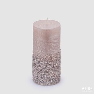 Rustic glitter candle 14cm, antique pink