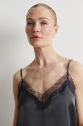 Glimps lace strap top, asphalt