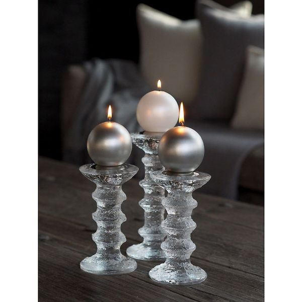 Velvet festivo candle 6cm, pearl