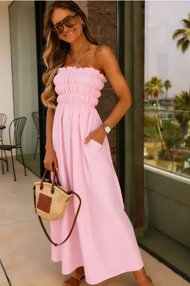 Viscose dress, pink