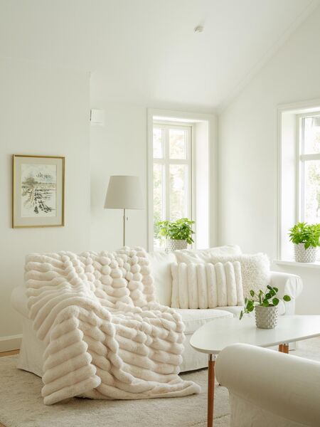 Liny blanket 140x220, ivory