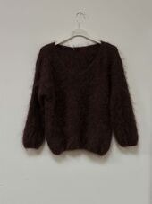 V-neck mohair knit, chocolate