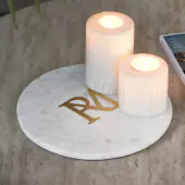 Monogram marble candle plateau