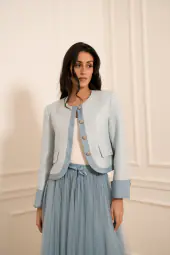 Tweed sequin jacket, bleu ciel