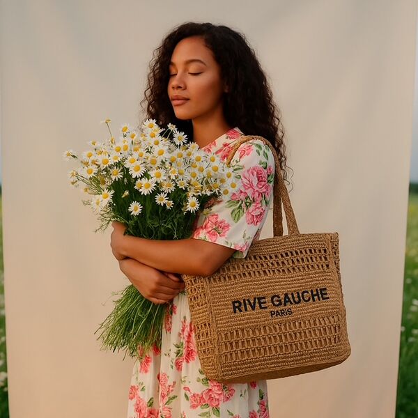 Taleen crochet rive gauche bag, navy