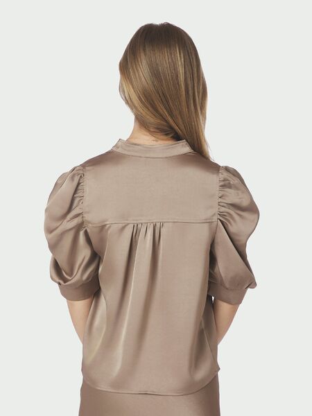 Roella heavy sateen blouse, dark taupe