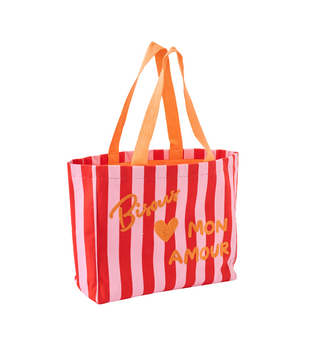 Beach bag striped, bisous