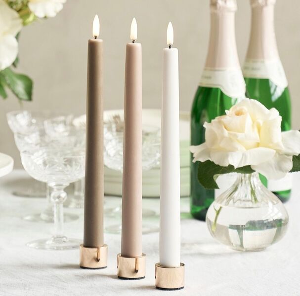 Led taper candle 2 pcs, sandstone