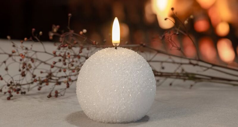 Led glitter round candle 7cm, white