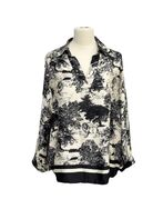 Long sleeve blouse with Toile De Jouy print, black