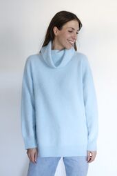 Bella raccoon blend turtle neck knit, maya blue