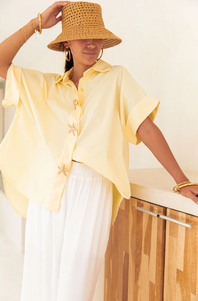 Starfish button shirt, light yellow
