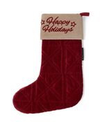 Happy holidays velvet stocking, red