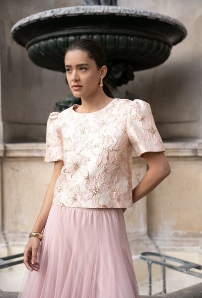 Printed saint-tropez blouse, rose