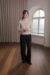 Karlea long sleeve mock neck sweater, latte