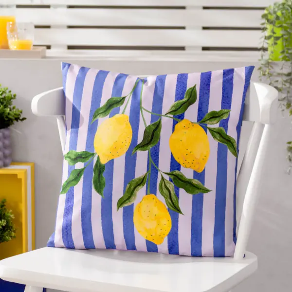 Lemons outdoor cushion 43x43, blue