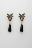 Stone drop earrings, black