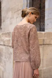 Rosette blouse, taupe