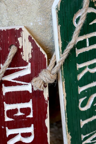 Signs Merry Christmas set of 2, green/red