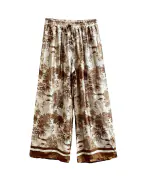 Pants with Toile De Jouy print, brown