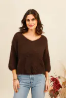 Solid mohair sweater, dark maroon
