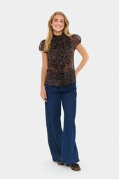 Lilja shirt, chocolate brown leopard