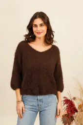 Solid mohair sweater, dark maroon