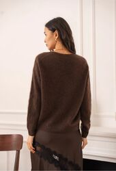 Brushed cashmere & wool sweater, choco