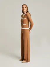 Charlott neuletakki, kamelinruskea/valkoinen