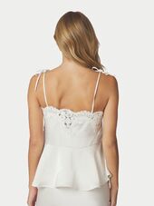 Kaela heavy sateen lace top, pearl