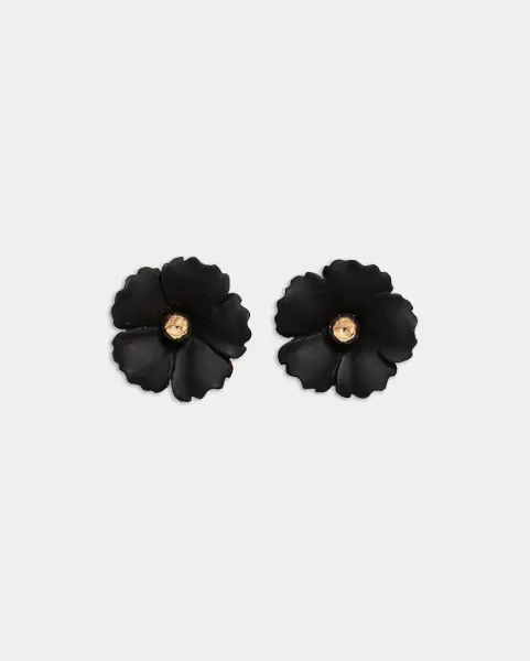 Iris flower earrings, matt black