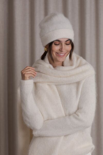 Alina alpaca blend scarf, cream