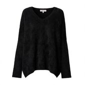 Bianca wool blend v-neck knit, noir