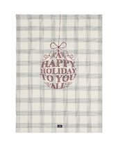 Happy holidays organic cotton kitchen towel, white/green