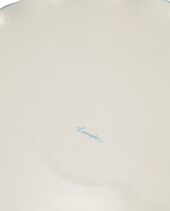 Stoneware Wavy Cake Stand, White/Blue