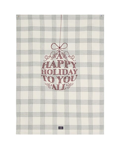 Happy holidays organic cotton kitchen towel, white/green