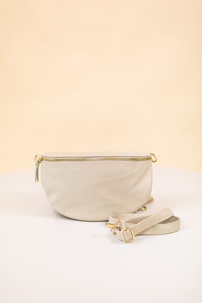 Carrie nahkalaukku M, beige/kulta