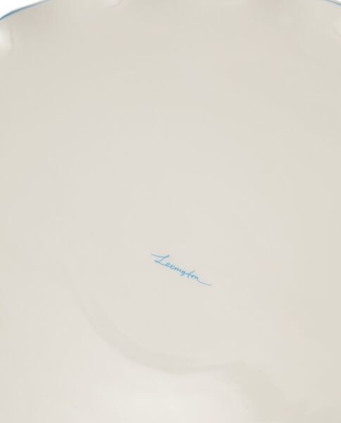 Stoneware Wavy Cake Stand, White/Blue